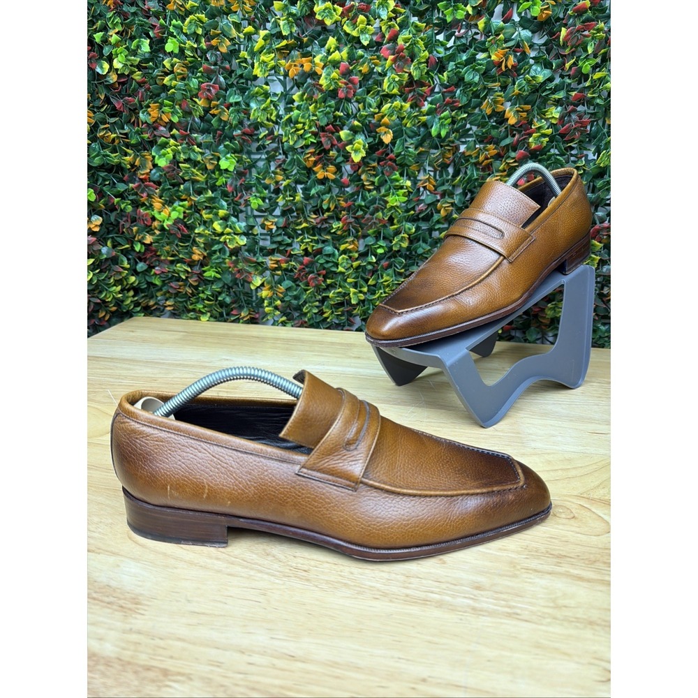Hadleigh Square Toe Loafer Leather Slip On Dress Shoes Blue Bottom Brown 43 10
